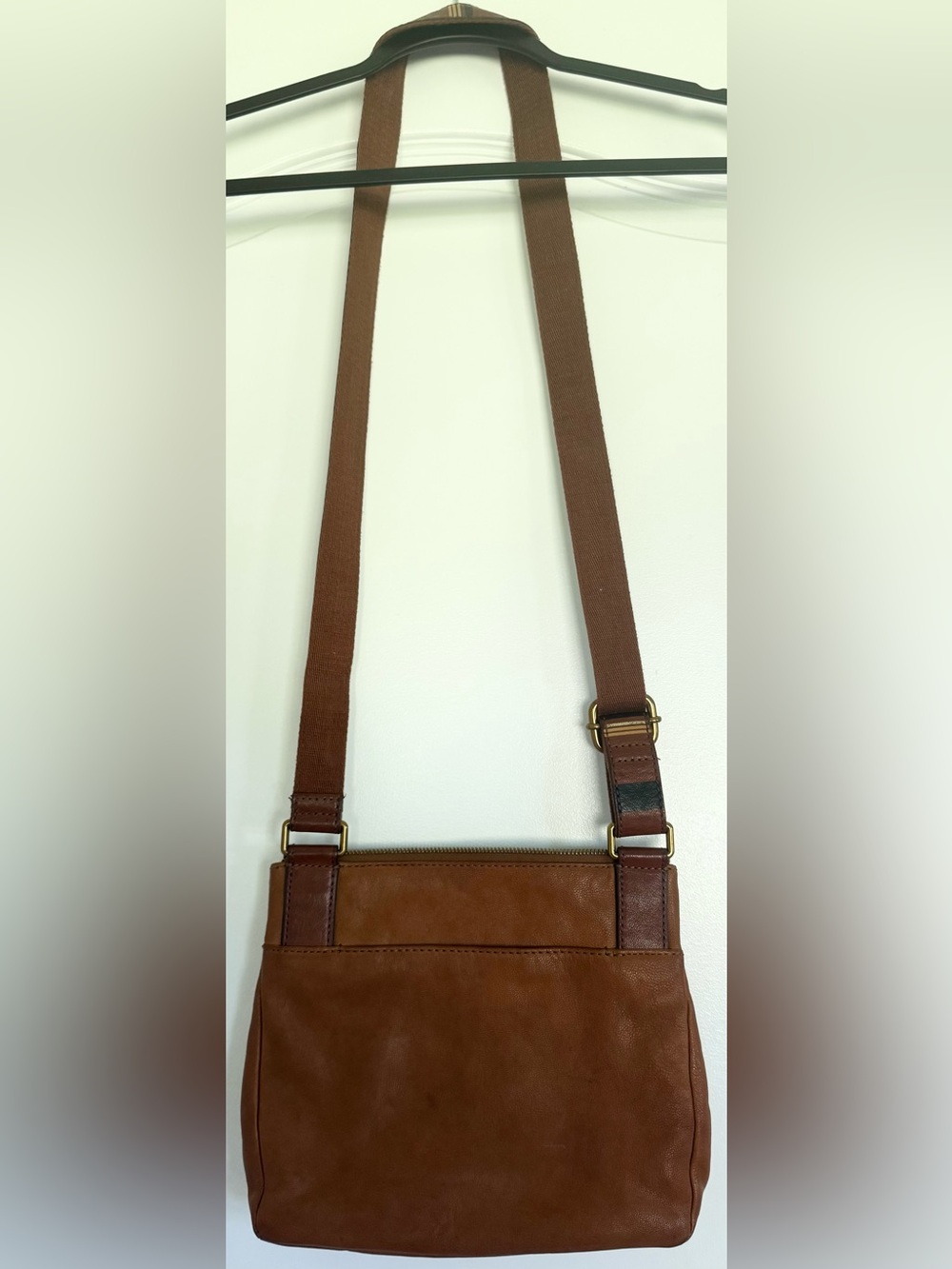 Fossil Brown Leather Crossbody Bag Multi Zip Organizer Purse - Picture 2 of 12